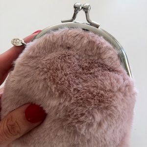 UGG Fuzzy Pink Coin Change Purse NEW
